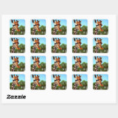 Niedliche Giraffe Quadratischer Aufkleber (Blatt)