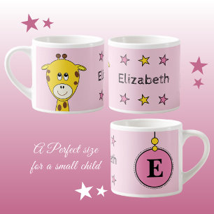 Niedliche Giraffe rosa gelb mit Sternenkindern Espressotasse