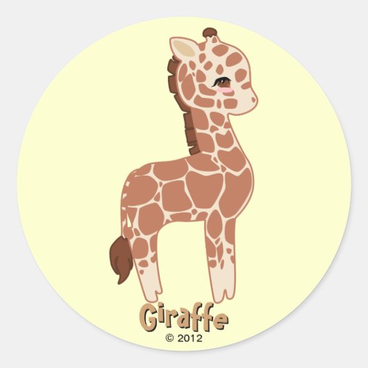 Niedliche Giraffe Runder Aufkleber (Vorderseite)