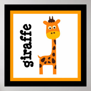 Niedliche Giraffe Safari Animals Baby Kids Poster