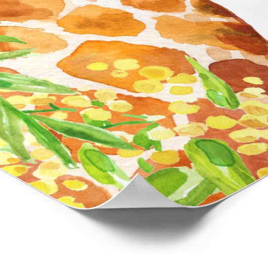 Niedliche Giraffe Safari Babydusche Begrüßungszeic Poster (Ecke)