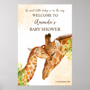 Niedliche Giraffe Safari Babydusche Begrüßungszeic Poster