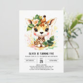 Niedliche Giraffe Safari Geburtstag Einladung (Stehend Vorderseite)