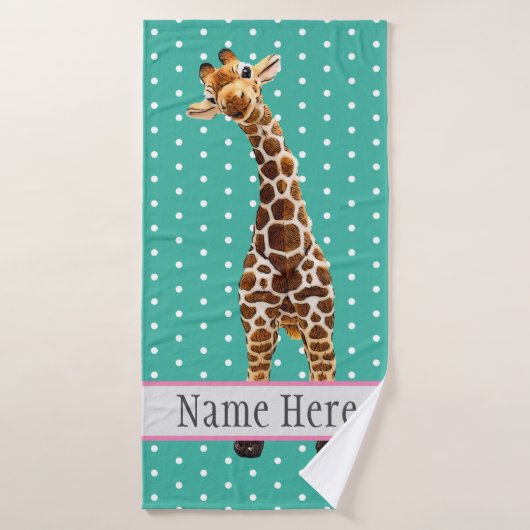Niedliche Giraffe Safari Jungle Wilder Name Badehandtuch (Badehandtuch)