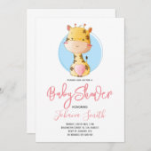 Niedliche Giraffe Safari Kinderdusche Einladung (Vorne/Hinten)