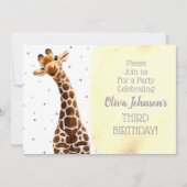 Niedliche Giraffe Safari Tier Wild Dritter Geburts Einladung (Vorderseite)