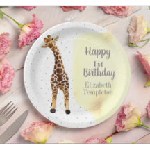 Niedliche Giraffe Safari Wild Yellow 1. Geburtstag