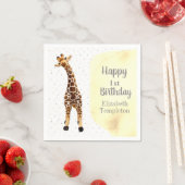 Niedliche Giraffe Safari Wild Yellow 1. Geburtstag Serviette (Beispiel)