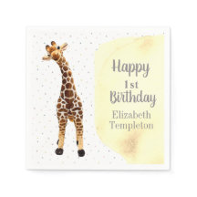 Niedliche Giraffe Safari Wild Yellow 1. Geburtstag