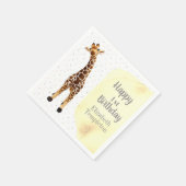 Niedliche Giraffe Safari Wild Yellow 1. Geburtstag Serviette (Ecke)