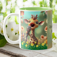 Niedliche Giraffe singend lustiges Zitat Hohe Noti