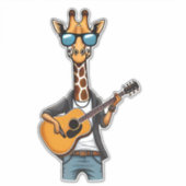 Niedliche Giraffe spielt Gitarre Giraffen Musiker  Aufkleber (Vorderseite)