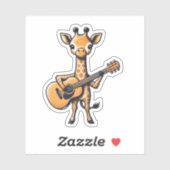 Niedliche Giraffe spielt Gitarre Giraffen Musiker  Aufkleber (Blatt)