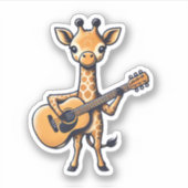 Niedliche Giraffe spielt Gitarre Giraffen Musiker  Aufkleber (Vorderseite)
