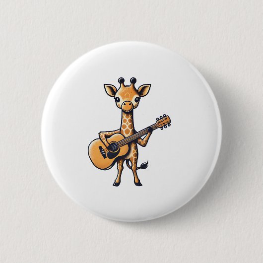 Niedliche Giraffe spielt Gitarre Giraffen Musiker Button (Vorderseite)