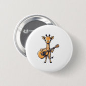 Niedliche Giraffe spielt Gitarre Giraffen Musiker Button (Vorne & Hinten)