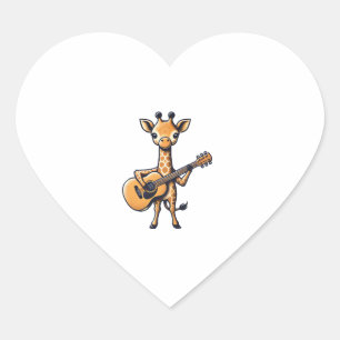Niedliche Giraffe spielt Gitarre Giraffen Musiker  Herz-Aufkleber