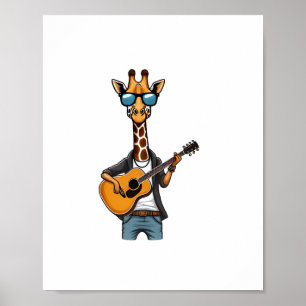 Niedliche Giraffe spielt Gitarre Giraffen Musiker Poster