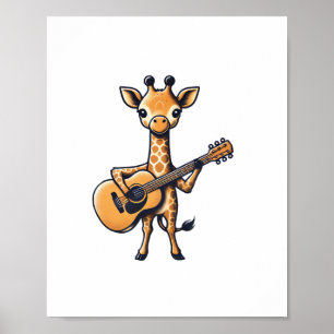 Niedliche Giraffe spielt Gitarre Giraffen Musiker Poster