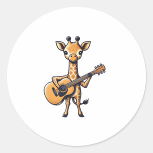 Niedliche Giraffe spielt Gitarre Giraffen Musiker  Runder Aufkleber