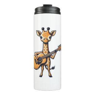 Niedliche Giraffe spielt Gitarre Giraffen Musiker Thermosbecher