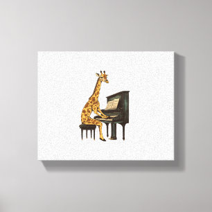 Niedliche Giraffe spielt Klavier Giraffen Musiker  Leinwanddruck