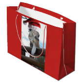 Niedliche Giraffe Sticken für Weihnachten Große Geschenktüte (Rückseite Schrägansicht)