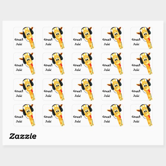 Niedliche Giraffe-Stickers Quadratischer Aufkleber (Blatt)