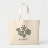 Niedliche Giraffe Tier botanische Vegetation Jumbo Stoffbeutel (Vorne)