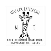 Niedliche Giraffe Tiermonogramm und Rücksendeadres Gummistempel (Prägung)