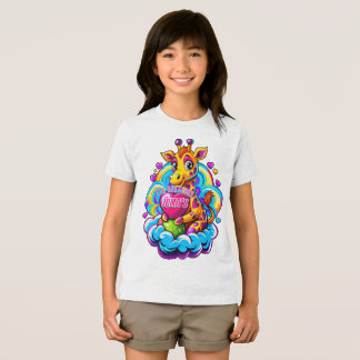 Niedliche Giraffe umarmt ein Herzklopfen auf einer Tri-Blend Shirt