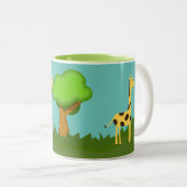 Niedliche Giraffe und Baumkronen Personalisierte K Zweifarbige Tasse (VorderseiteRechts)