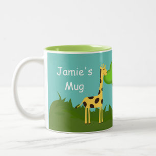 Niedliche Giraffe und Baumkronen Personalisierte K Zweifarbige Tasse