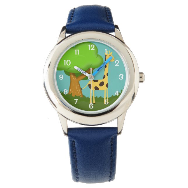 Niedliche Giraffe und Baumkunst Armbanduhr (Vorderseite)
