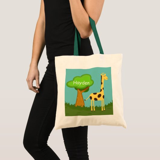 Niedliche Giraffe und Baumkunst Personalisierte To Tragetasche (Vorderseite (Produkt))