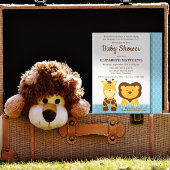 Niedliche Giraffe und Löwenbaby-Dusche Einladung