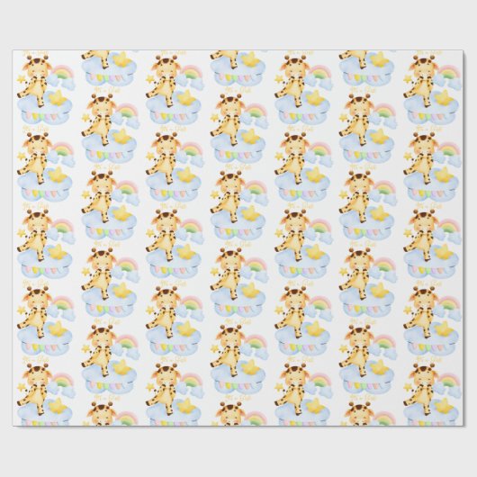 Niedliche Giraffe und Regenbogen ist eine Mädchend Geschenkpapier (Flach)