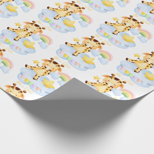 Niedliche Giraffe und Regenbogen ist eine Mädchend Geschenkpapier (Ecke)