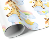 Niedliche Giraffe und Regenbogen ist eine Mädchend Geschenkpapier (Rolleneckpunkt)