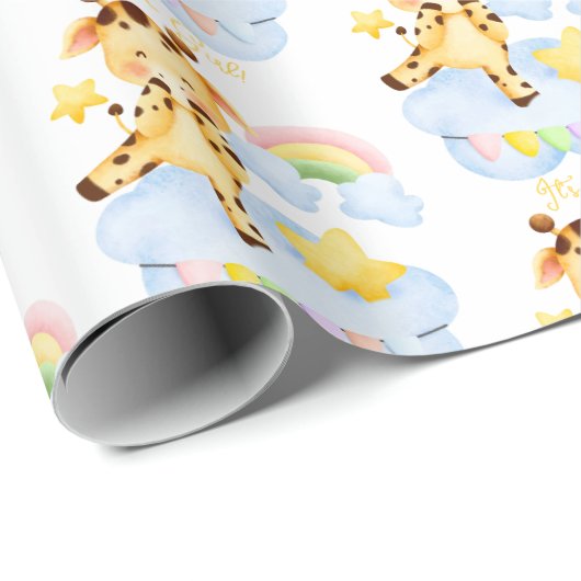 Niedliche Giraffe und Regenbogen ist eine Mädchend Geschenkpapier (Rolleneckpunkt)