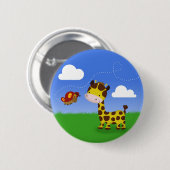 Niedliche Giraffe und Schmetterling Button (Vorne & Hinten)