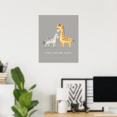 Niedliche Giraffe und Zebra Wild Animal Poster (Heimbüro)
