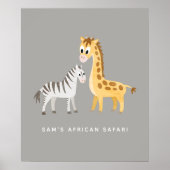Niedliche Giraffe und Zebra Wild Animal Poster (Vorne)