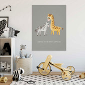Niedliche Giraffe und Zebra Wild Animal Poster