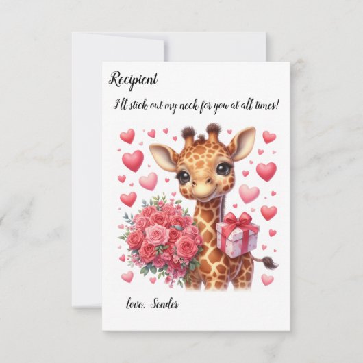 Niedliche Giraffe Valentinstag-Karte Mitteilungskarte (Vorderseite)