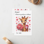 Niedliche Giraffe Valentinstag-Karte Mitteilungskarte (Vorderseite/Rückseite Beispiel)