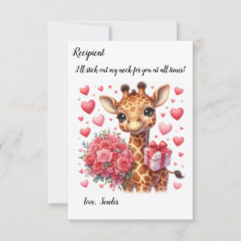 Niedliche Giraffe Valentinstag-Karte Mitteilungskarte