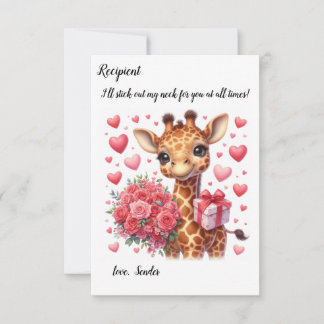 Niedliche Giraffe Valentinstag-Karte Mitteilungskarte