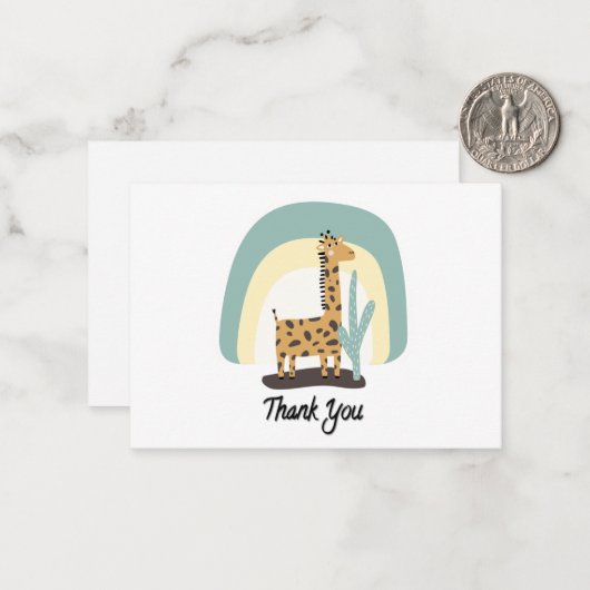 Niedliche Giraffe Vielen Dank Mitteilungskarte (Vorderseite/Rückseite Beispiel)