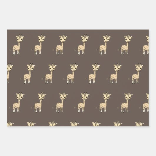 Niedliche Giraffe Wasserfarbe auf Imitaten Burlap Geschenkpapier Set (Vorderseite)